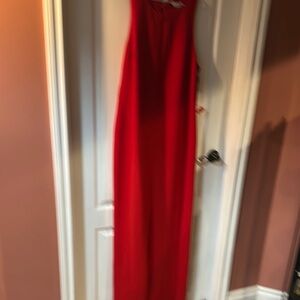 Calvin Klein Red Halter Sheath Maxi Dress